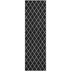 Luxury Washable Indoor/Outdoor The Reserve Black 2\'3\" x 7\'6\" Runner Rug