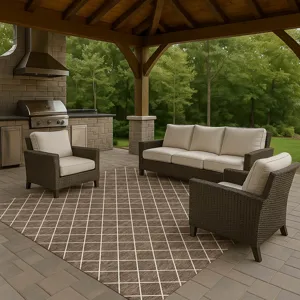 Luxury Washable Indoor/Outdoor The Reserve Brown 3\' x 5\' Rug