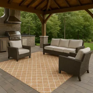 Luxury Washable Indoor/Outdoor The Reserve Copper 3\' x 5\' Rug