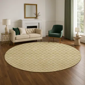 Luxury Washable Indoor/Outdoor The Reserve Walnut 8\' x 8\' Round Rug