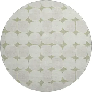 Luxury Washable Indoor/Outdoor The Reserve Aloe 8\' x 8\' Round Rug