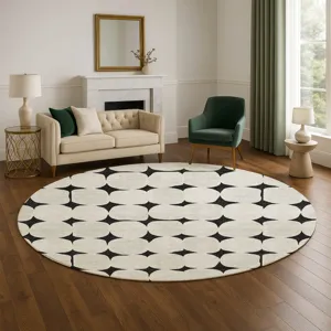Luxury Washable Indoor/Outdoor The Reserve Black 8\' x 8\' Round Rug