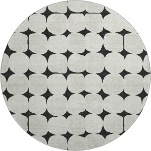 Luxury Washable Indoor/Outdoor The Reserve Black 8' x 8' Round Rug