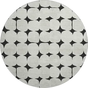 Luxury Washable Indoor/Outdoor The Reserve Black 8\' x 8\' Round Rug