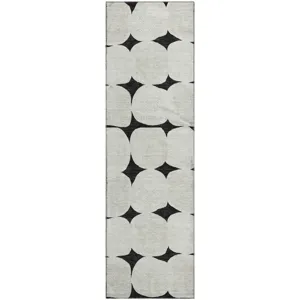 Luxury Washable Indoor/Outdoor The Reserve Black 2\'3\" x 7\'6\" Runner Rug