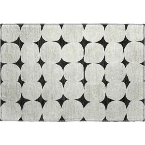 Luxury Washable Indoor/Outdoor The Reserve Black 1\'8\" x 2\'6\" Rug