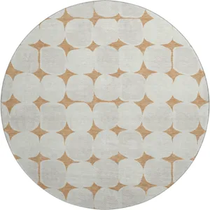 Luxury Washable Indoor/Outdoor The Reserve Copper 8\' x 8\' Round Rug