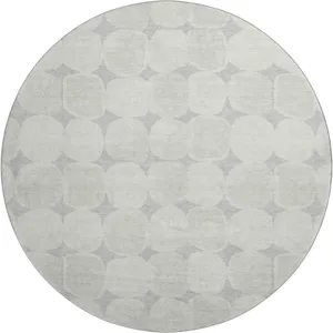 Luxury Washable Indoor/Outdoor The Reserve Gray 8\' x 8\' Round Rug