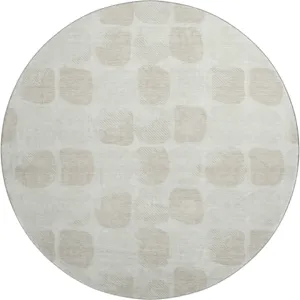 Luxury Washable Indoor/Outdoor The Reserve Ivory 8\' x 8\' Round Rug