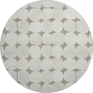 Luxury Washable Indoor/Outdoor The Reserve Taupe 8\' x 8\' Round Rug