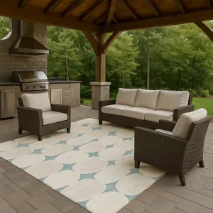 Luxury Washable Indoor/Outdoor The Reserve Teal 3\' x 5\' Rug