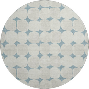 Luxury Washable Indoor/Outdoor The Reserve Teal 8' x 8' Round Rug