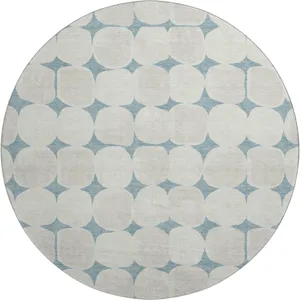 Luxury Washable Indoor/Outdoor The Reserve Teal 8\' x 8\' Round Rug
