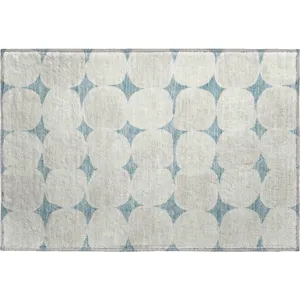 Luxury Washable Indoor/Outdoor The Reserve Teal 1\'8\" x 2\'6\" Rug