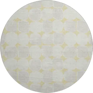 Luxury Washable Indoor/Outdoor The Reserve Wheat 8\' x 8\' Round Rug