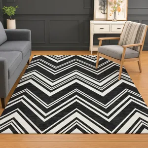 Luxury Washable Indoor/Outdoor The Reserve Black 5\' x 7\'6\" Rug