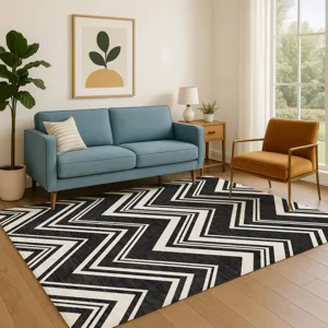Luxury Washable Indoor/Outdoor The Reserve Black 5\' x 7\'6\" Rug