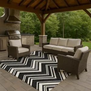 Luxury Washable Indoor/Outdoor The Reserve Black 5\' x 7\'6\" Rug