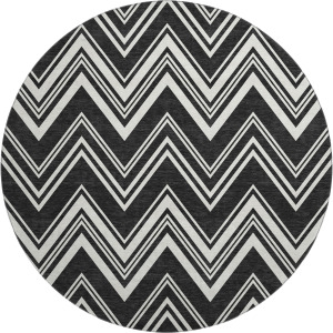 Luxury Washable Indoor/Outdoor The Reserve Black 8' x 8' Round Rug