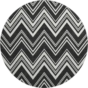 Luxury Washable Indoor/Outdoor The Reserve Black 8\' x 8\' Round Rug