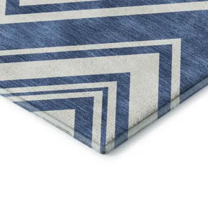 Luxury Washable Indoor/Outdoor The Reserve Blue 3\' x 5\' Rug