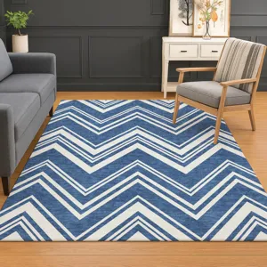 Luxury Washable Indoor/Outdoor The Reserve Blue 3\' x 5\' Rug