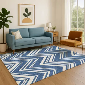 Luxury Washable Indoor/Outdoor The Reserve Blue 3\' x 5\' Rug