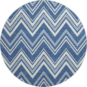 Luxury Washable Indoor/Outdoor The Reserve Blue 8' x 8' Round Rug