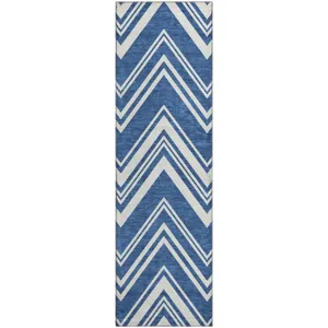 Luxury Washable Indoor/Outdoor The Reserve Blue 2\'3\" x 7\'6\" Runner Rug