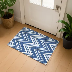 Luxury Washable Indoor/Outdoor The Reserve Blue 1\'8\" x 2\'6\" Rug