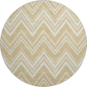 Luxury Washable Indoor/Outdoor The Reserve Honey 8\' x 8\' Round Rug
