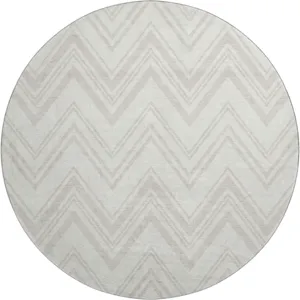 Luxury Washable Indoor/Outdoor The Reserve Ivory 8\' x 8\' Round Rug