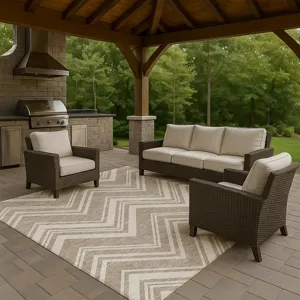 Luxury Washable Indoor/Outdoor The Reserve Khaki 3\' x 5\' Rug