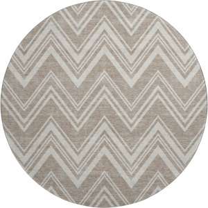 Luxury Washable Indoor/Outdoor The Reserve Khaki 8' x 8' Round Rug