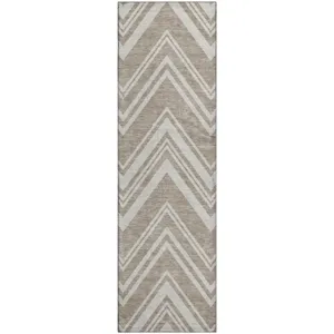 Luxury Washable Indoor/Outdoor The Reserve Khaki 2\'3\" x 7\'6\" Runner Rug