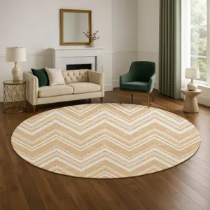Luxury Washable Indoor/Outdoor The Reserve Peach 8\' x 8\' Round Rug