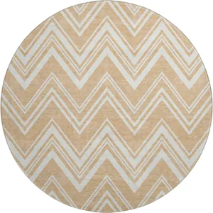 Luxury Washable Indoor/Outdoor The Reserve Peach 8\' x 8\' Round Rug