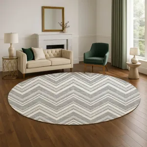 Luxury Washable Indoor/Outdoor The Reserve Pewter 8\' x 8\' Round Rug