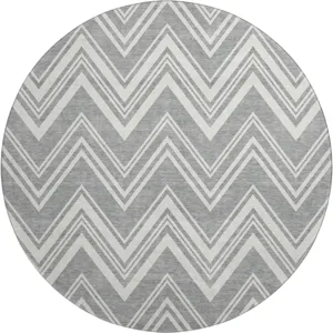 Luxury Washable Indoor/Outdoor The Reserve Pewter 8\' x 8\' Round Rug