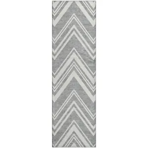 Luxury Washable Indoor/Outdoor The Reserve Pewter 2\'3\" x 7\'6\" Runner Rug