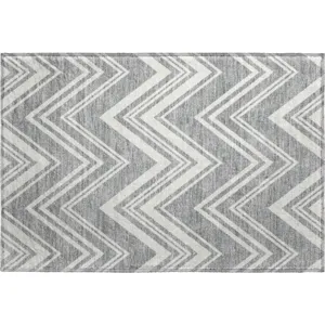 Luxury Washable Indoor/Outdoor The Reserve Pewter 1\'8\" x 2\'6\" Rug