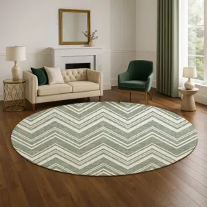 Luxury Washable Indoor/Outdoor The Reserve Sage 8\' x 8\' Round Rug