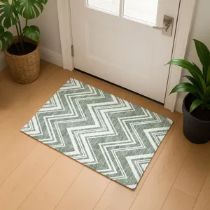 Luxury Washable Indoor/Outdoor The Reserve Sage 1\'8\" x 2\'6\" Rug