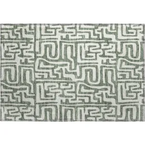 Luxury Washable Indoor/Outdoor The Reserve Basil 1\'8\" x 2\'6\" Rug