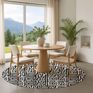 Luxury Washable Indoor/Outdoor The Reserve Black 8\' x 8\' Round Rug
