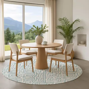 Luxury Washable Indoor/Outdoor The Reserve Denim 8\' x 8\' Round Rug