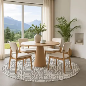 Luxury Washable Indoor/Outdoor The Reserve Gray 8\' x 8\' Round Rug