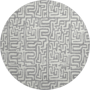 Luxury Washable Indoor/Outdoor The Reserve Gray 8' x 8' Round Rug