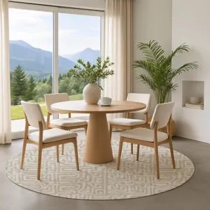 Luxury Washable Indoor/Outdoor The Reserve Taupe 8\' x 8\' Round Rug