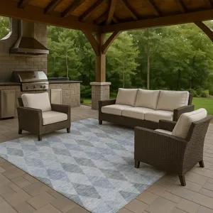 Luxury Washable Indoor/Outdoor The Reserve Denim 10\' x 14\' Rug